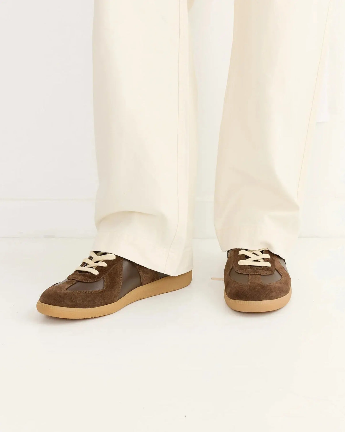 Leather and Suede Sneakers Brown