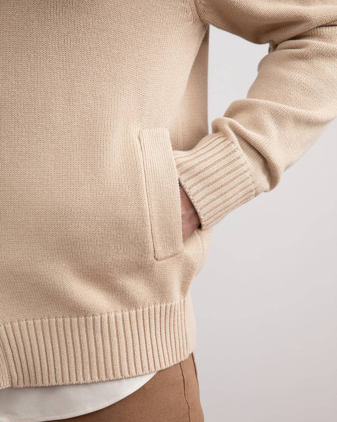 Beige Ribbed Button Closure With Pockets Cardigan - Tour&Tate