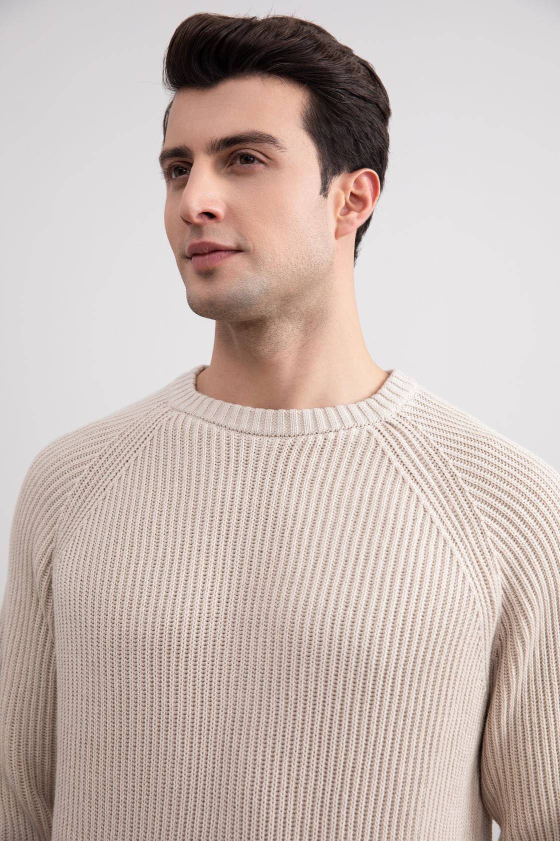Beige English Rib Crewneck - Tour&Tate