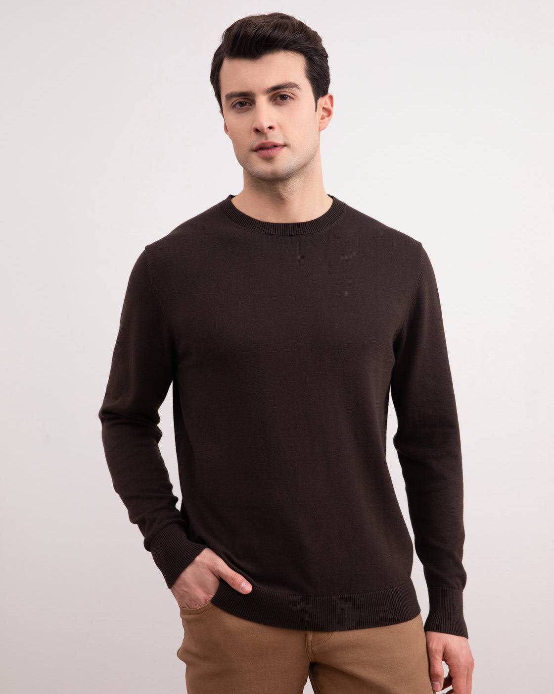 Dark Brown Crewneck Sweater - Tour&Tate