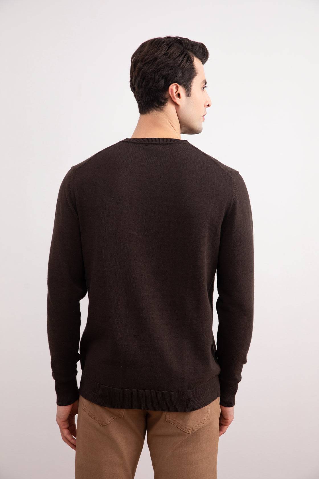 Dark Brown Crewneck Sweater - Tour&Tate