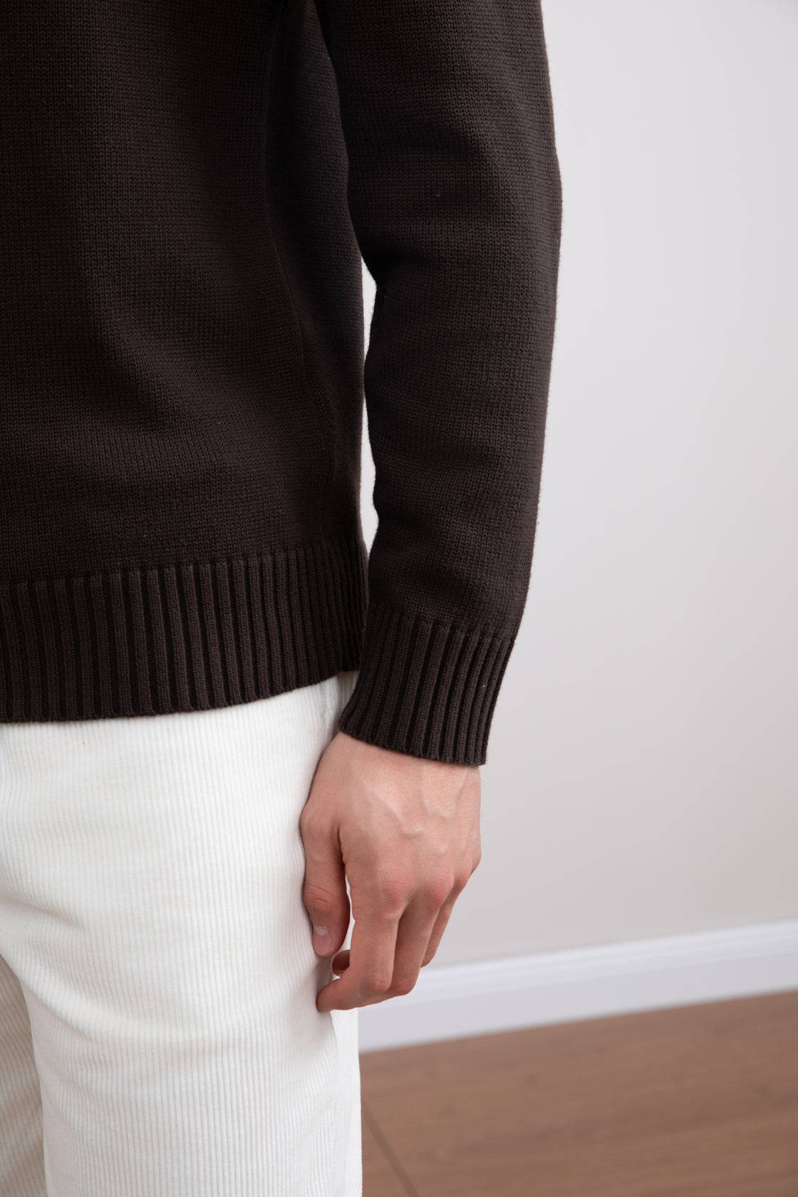 Dark Brown Cham Crewneck Sweater - Tour&Tate
