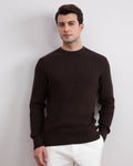 Dark Brown Crewneck Malfilé English Rib Sweater - Tour&Tate