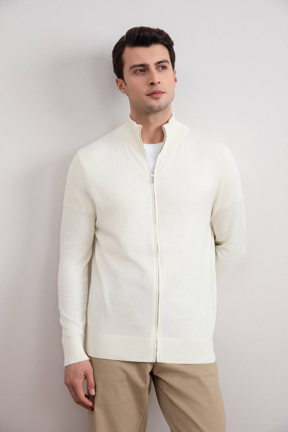 Off-White Classic Zip-Up Cardigan - Tour&Tate