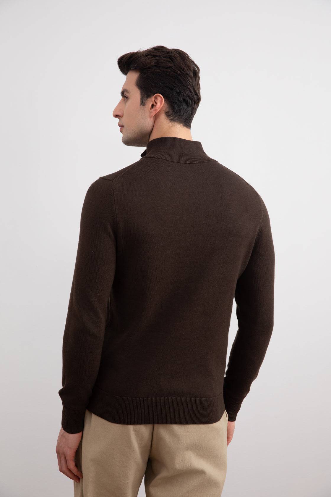 Brown Half-Zip Sweater - Tour&Tate