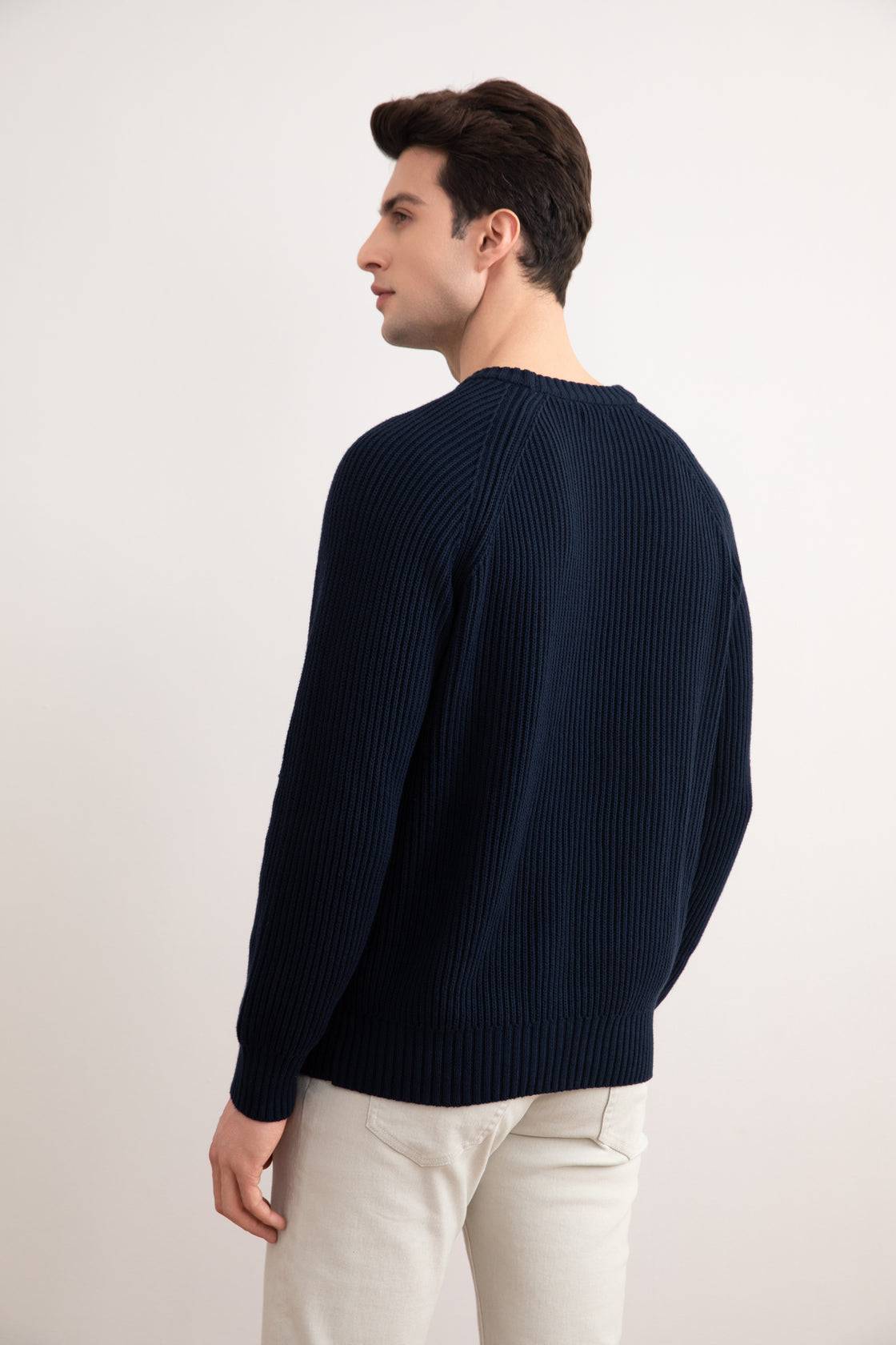 Navy English Rib Crewneck - Tour&Tate