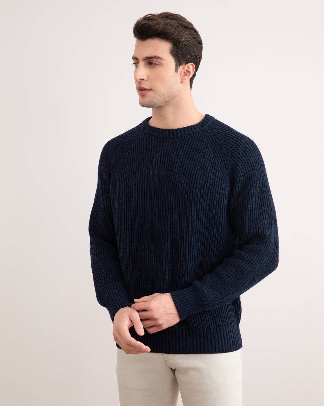 Navy English Rib Crewneck - Tour&Tate