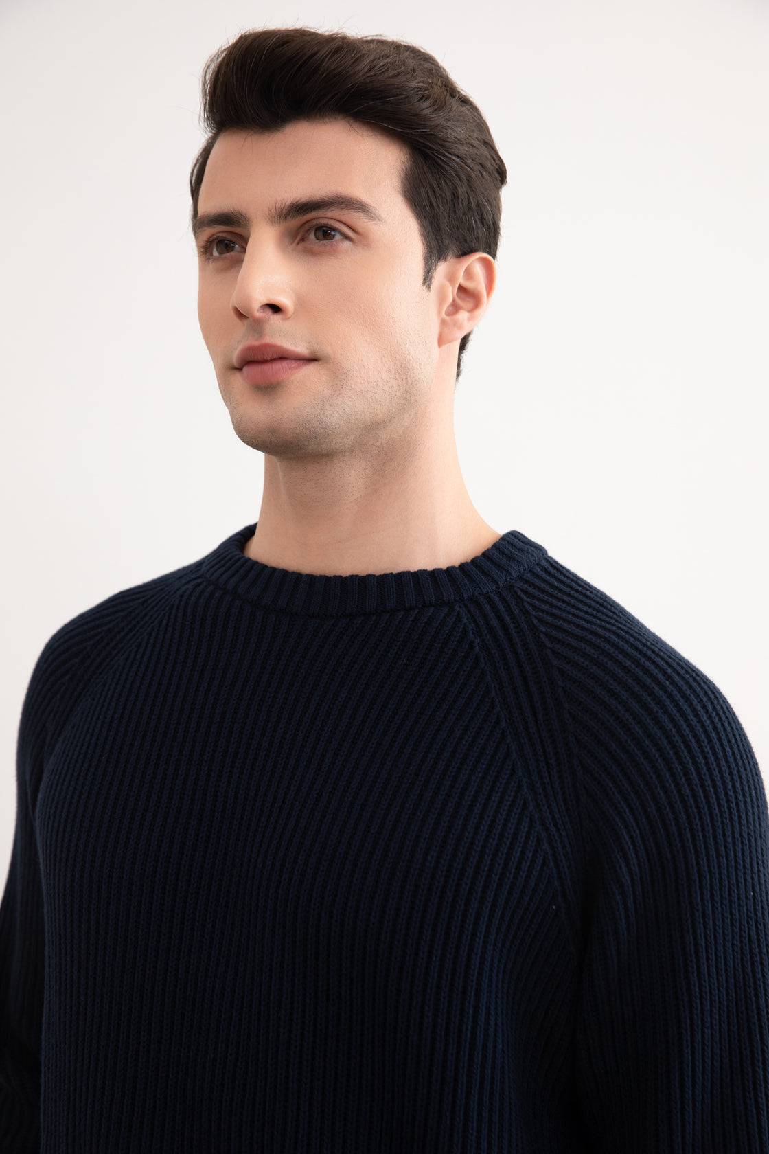 Navy English Rib Crewneck - Tour&Tate