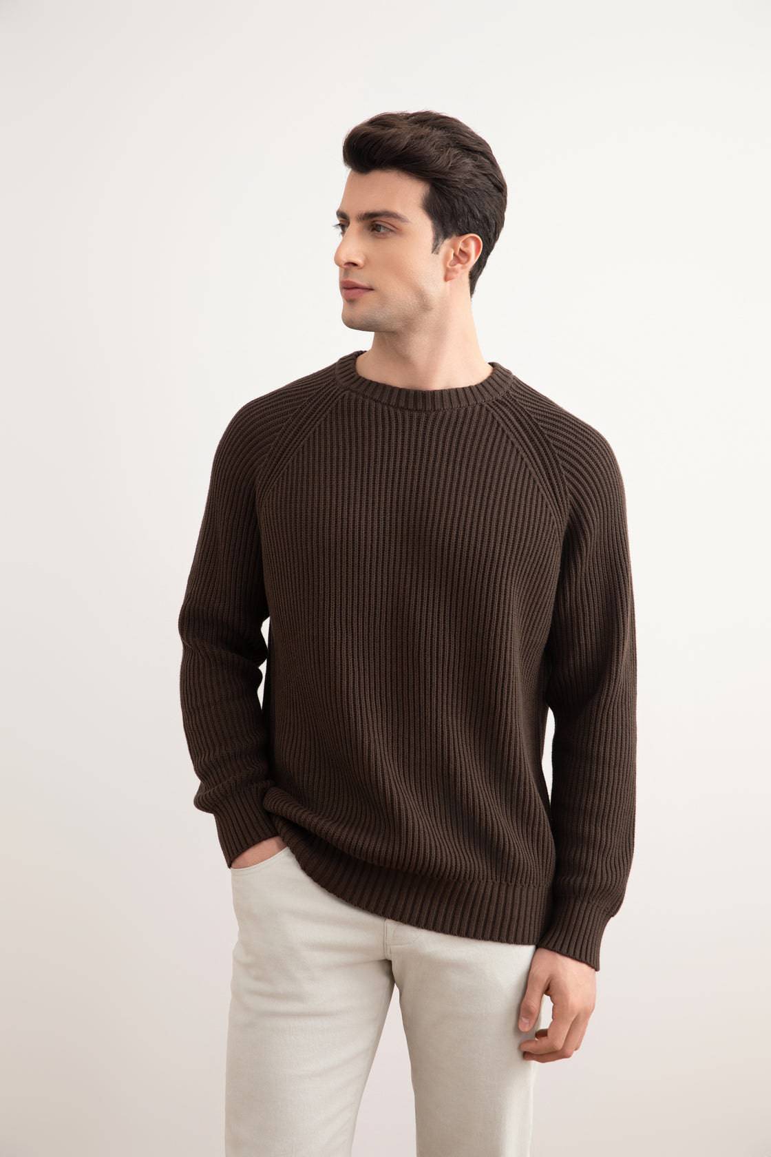 Brown English Rib Crewneck - Tour&Tate