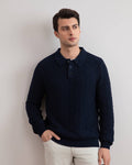Navy Honeycomb Polo Sweater - Tour&Tate