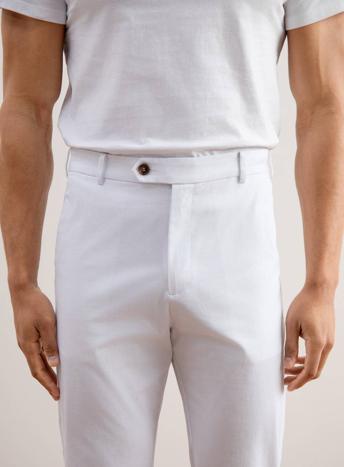 White Straight-Leg Pleated Trousers - Tour&Tate