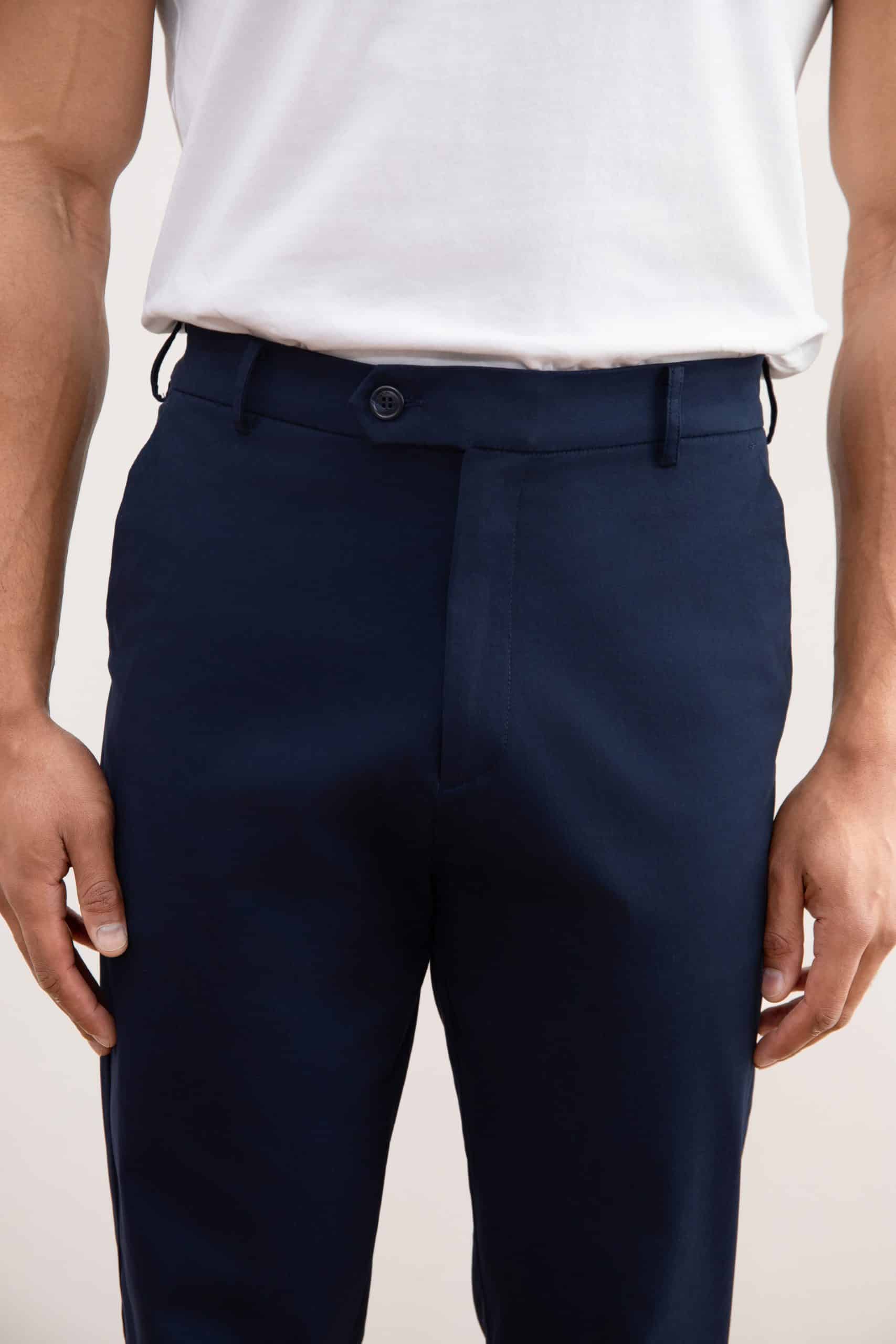 Blue Straight-Leg Pleated Trousers - Tour&Tate