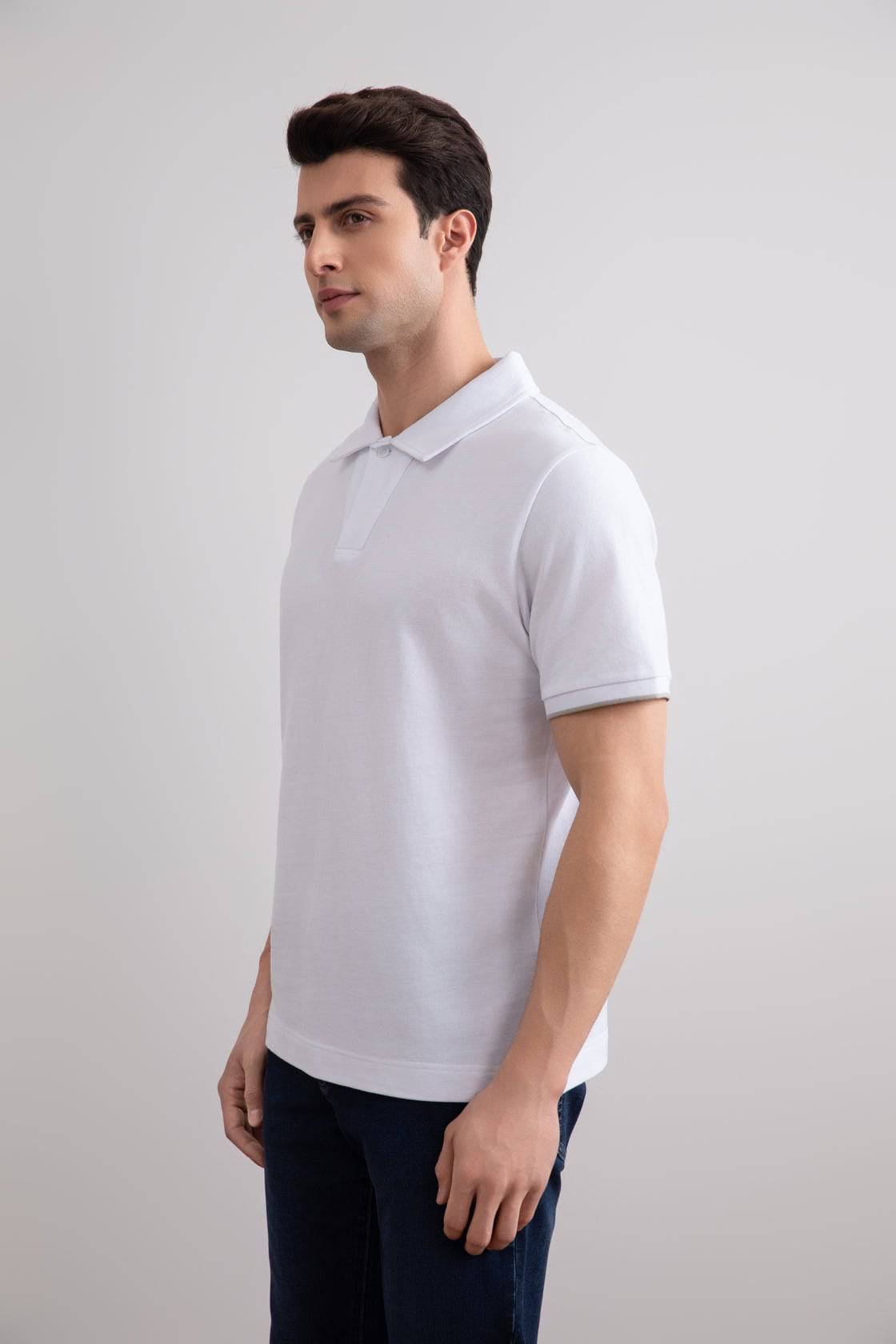 White Cruise Open Polo Shirt - Tour&Tate