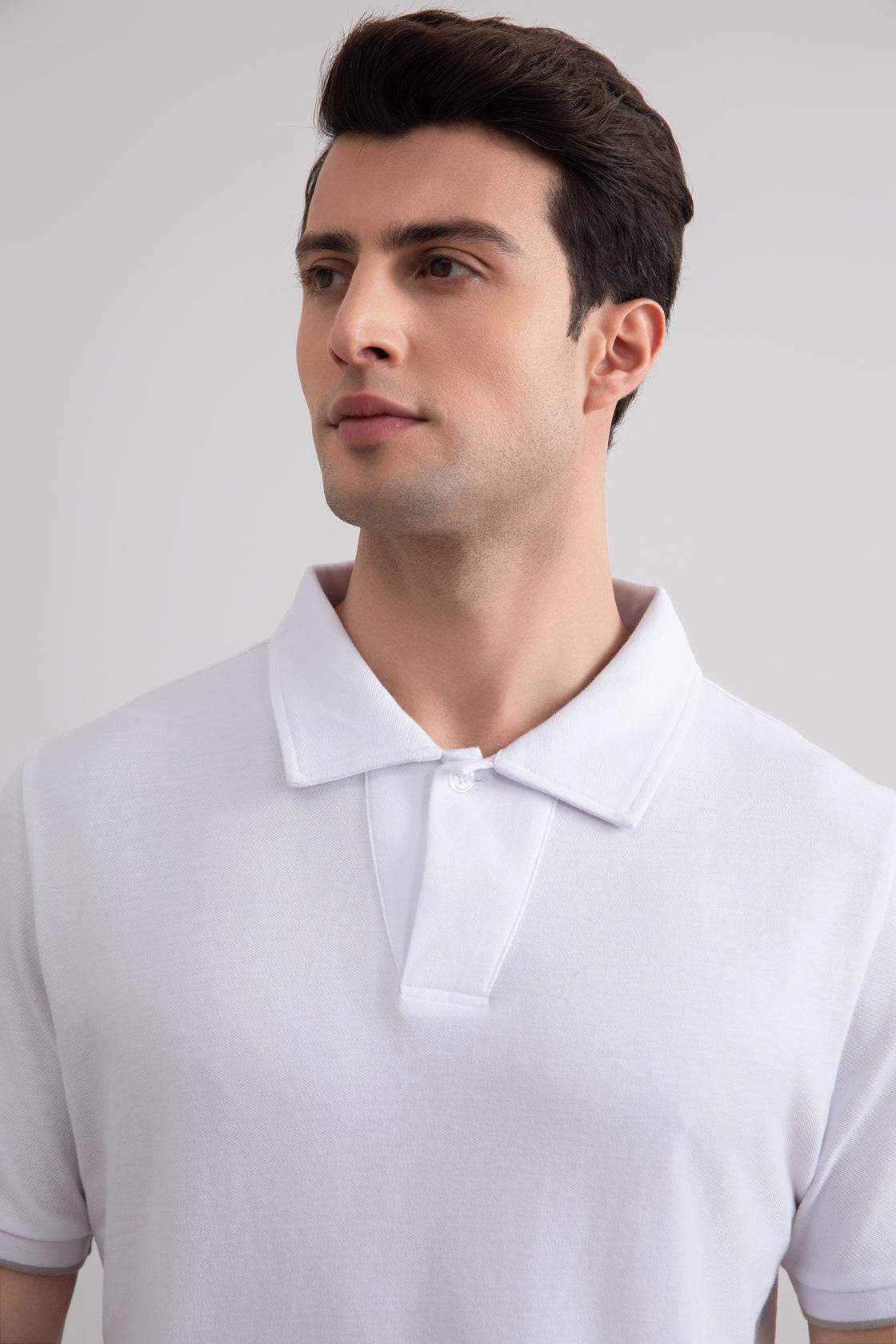 White Cruise Open Polo Shirt - Tour&Tate