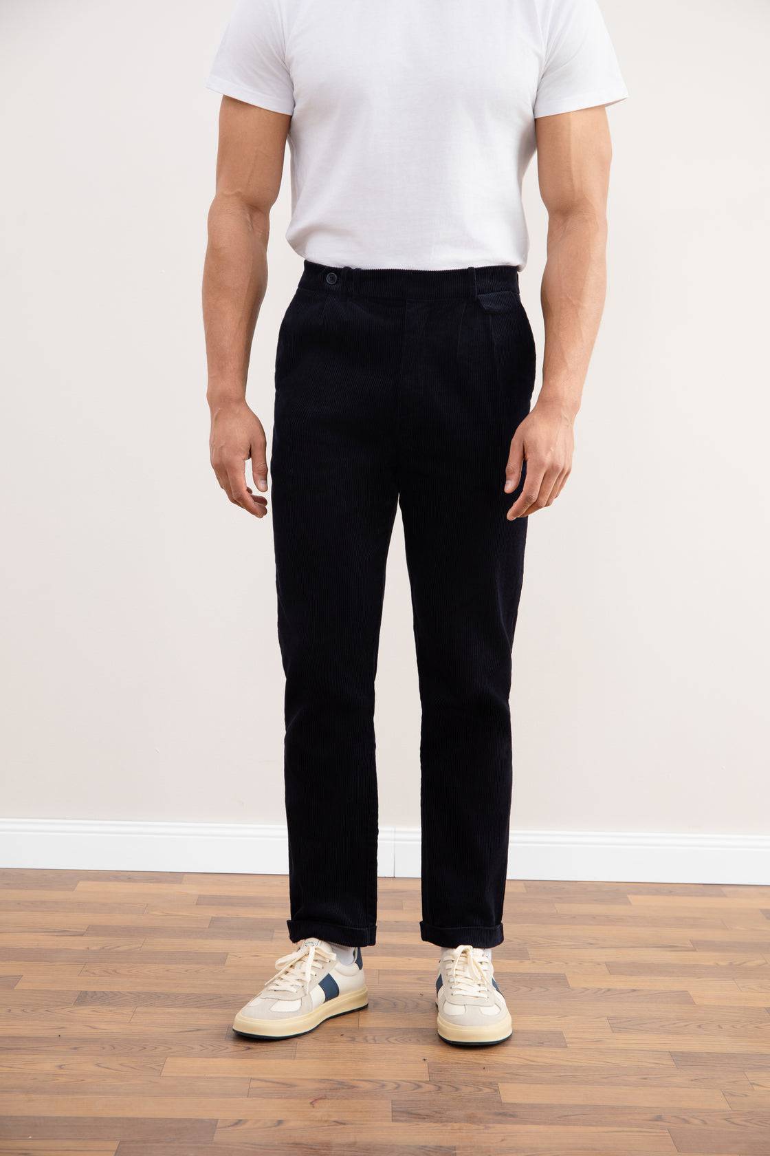 Navy Straight-Fit Corduroy Pants - Tour&Tate