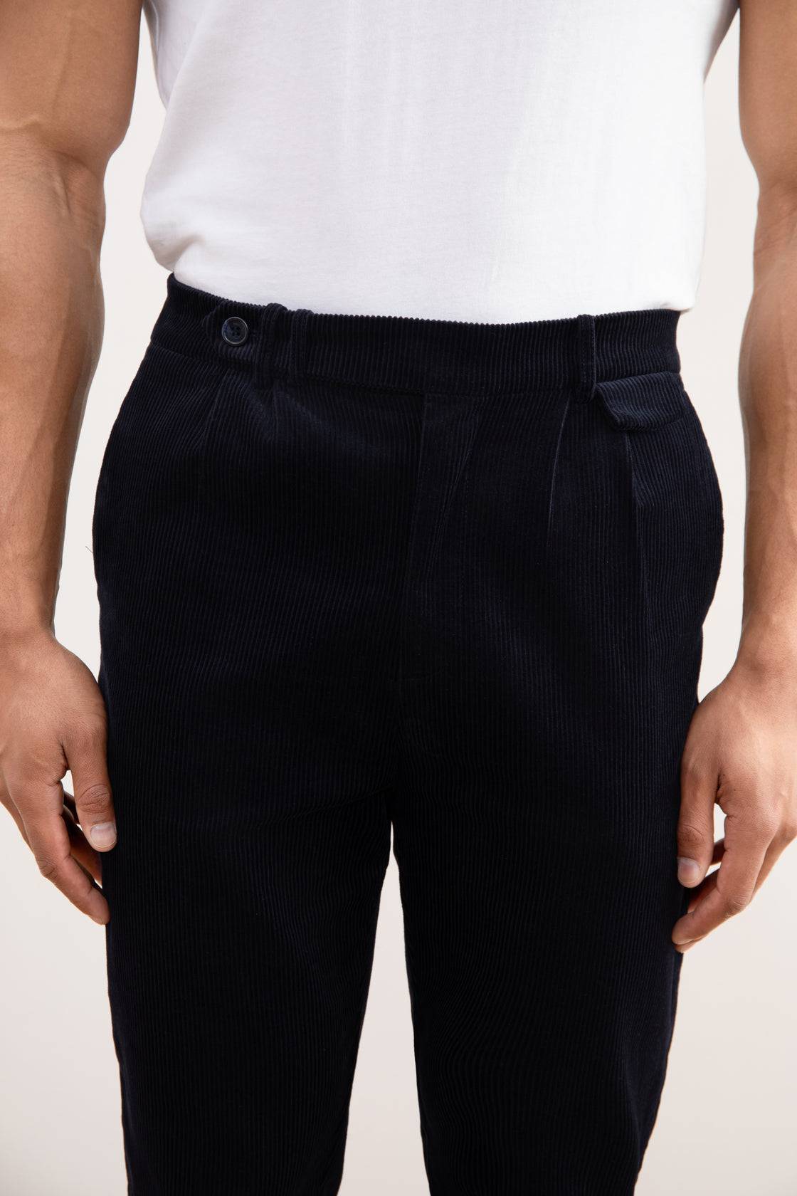 Navy Straight-Fit Corduroy Pants - Tour&Tate
