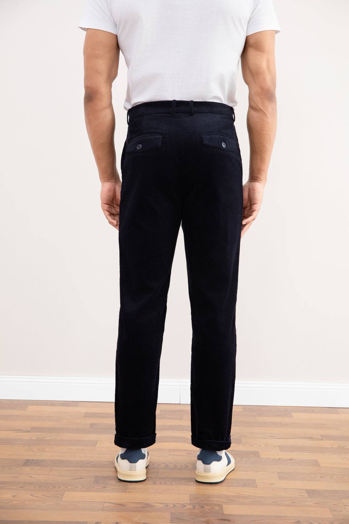 Navy Straight-Fit Corduroy Pants - Tour&Tate