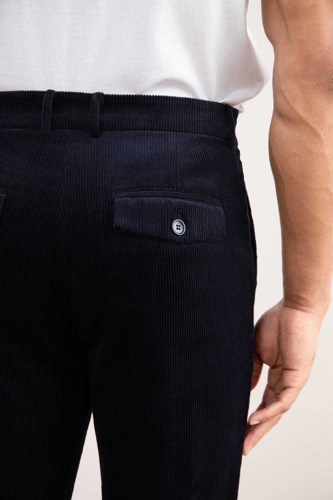 Navy Straight-Fit Corduroy Pants - Tour&Tate