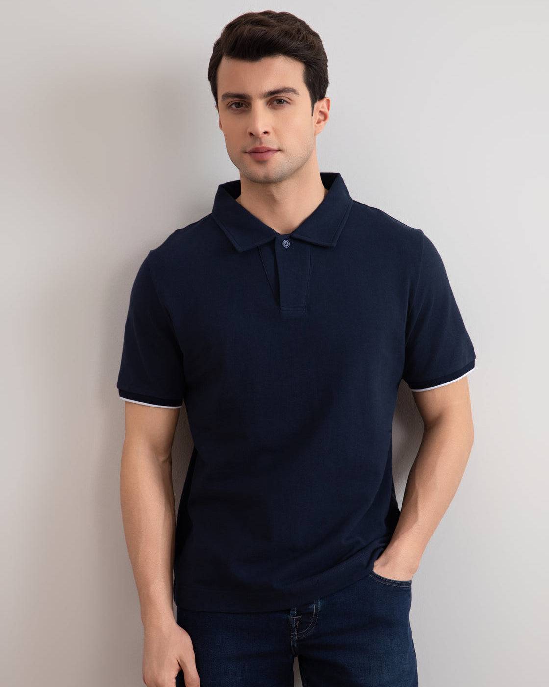 Navy Cruise Open Polo Shirt - Tour&Tate