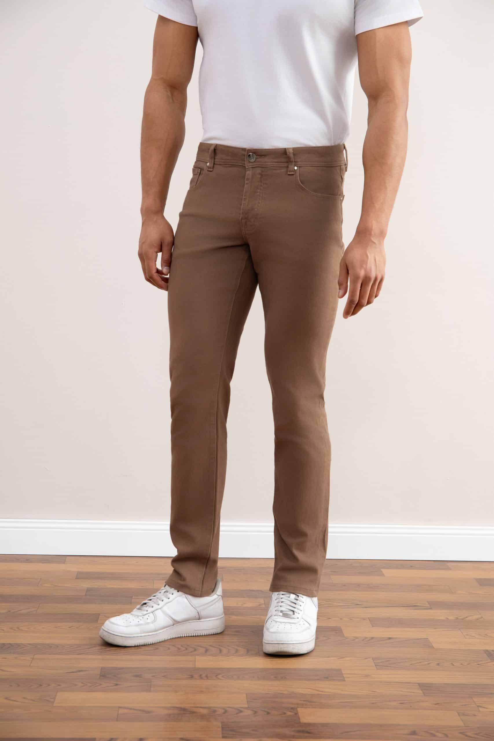 Dark Taupe Stretch Five-pockets Jeans - Tour&Tate