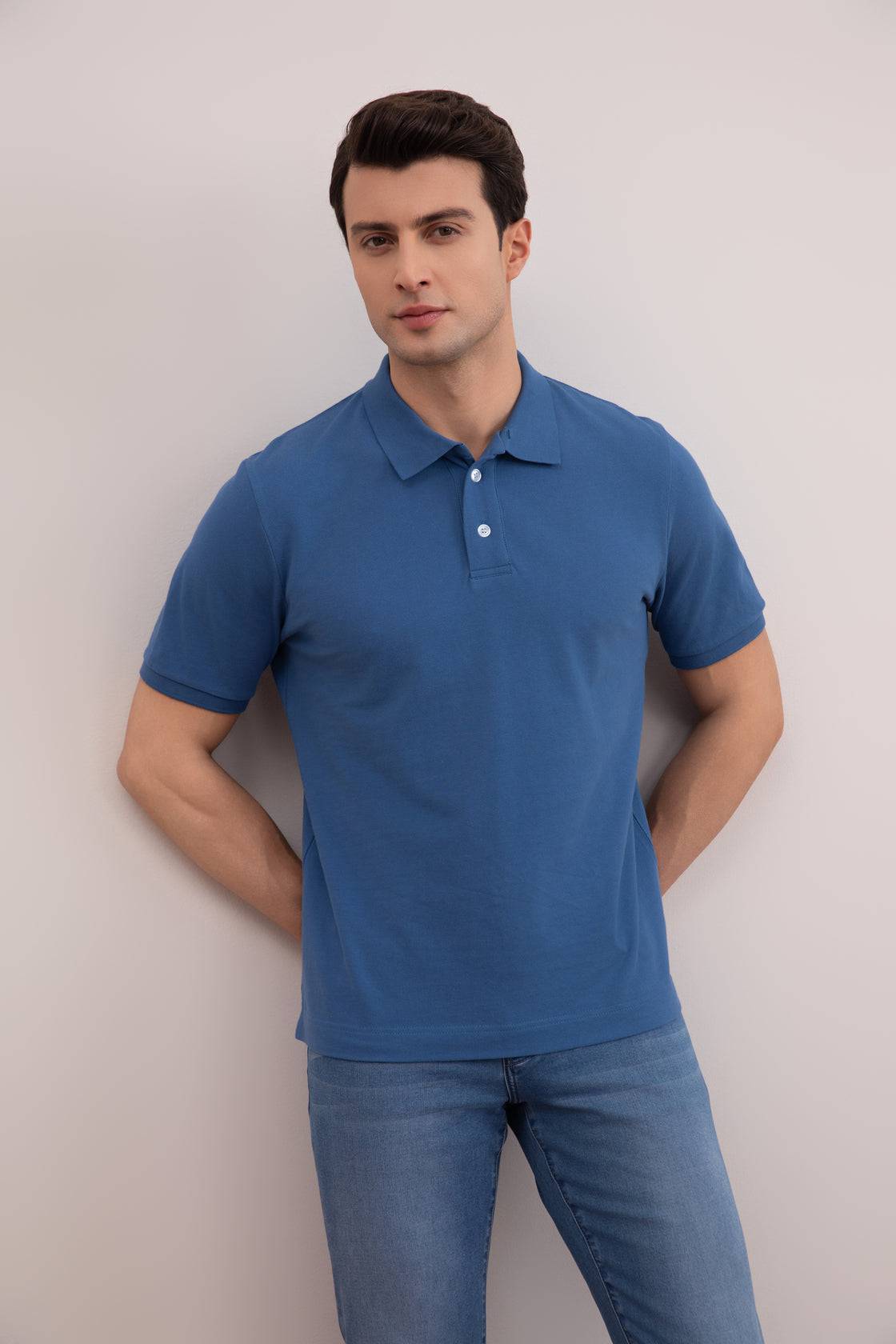 Blue Cotton-Piqué Polo Shirt - Tour&Tate