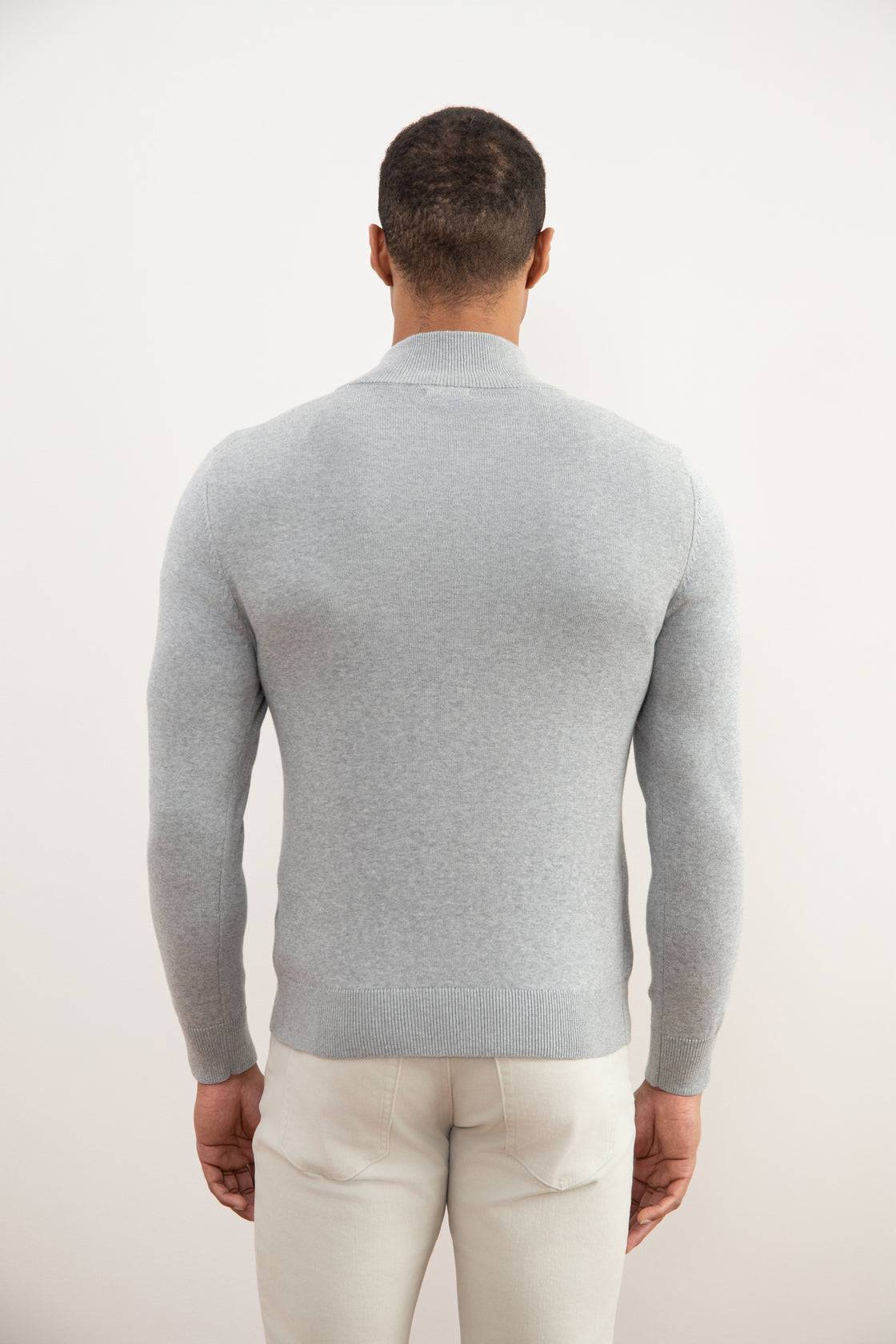 Grey Mélange Half-Zip Sweater - Tour&Tate