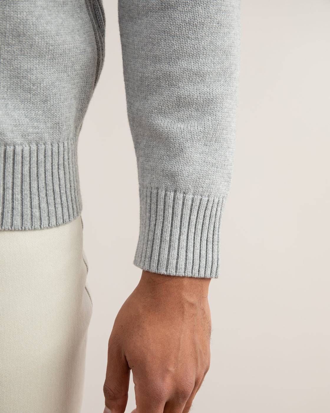 Grey Mélange Ribbed Zip-Up Sweater - Tour&Tate