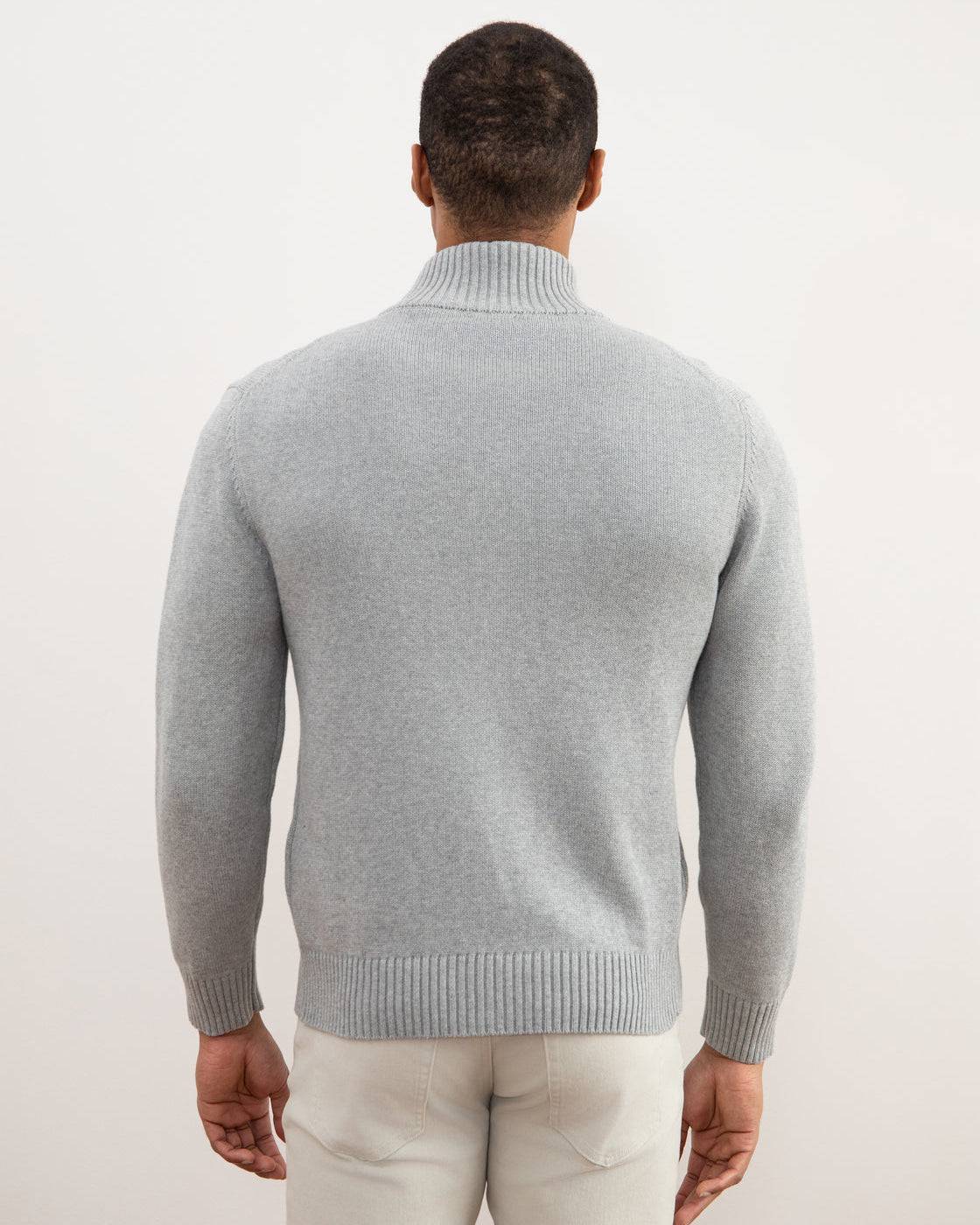 Grey Mélange Ribbed Zip-Up Sweater - Tour&Tate