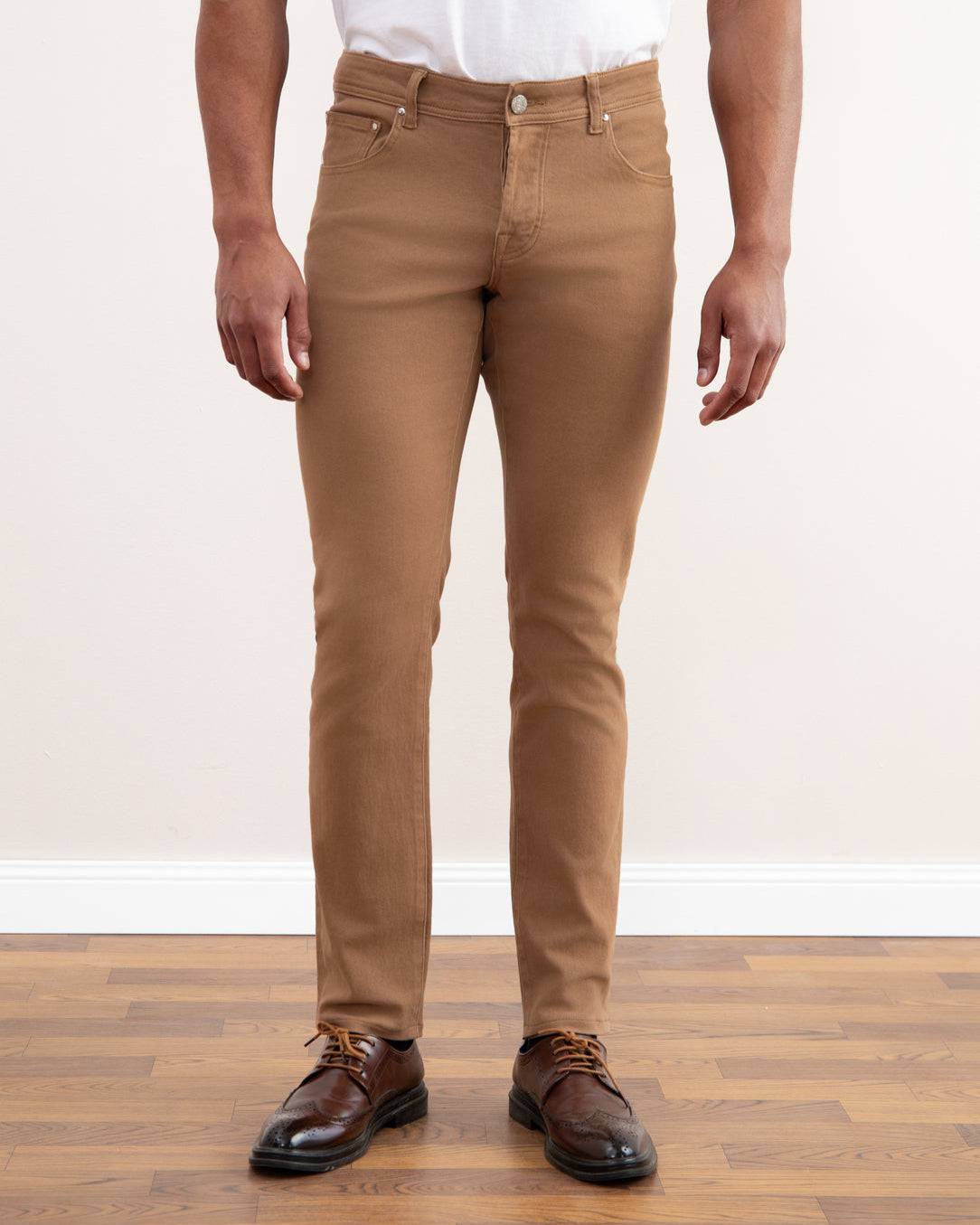 Light Taupe Stretch Five-pockets Jeans - Tour&Tate