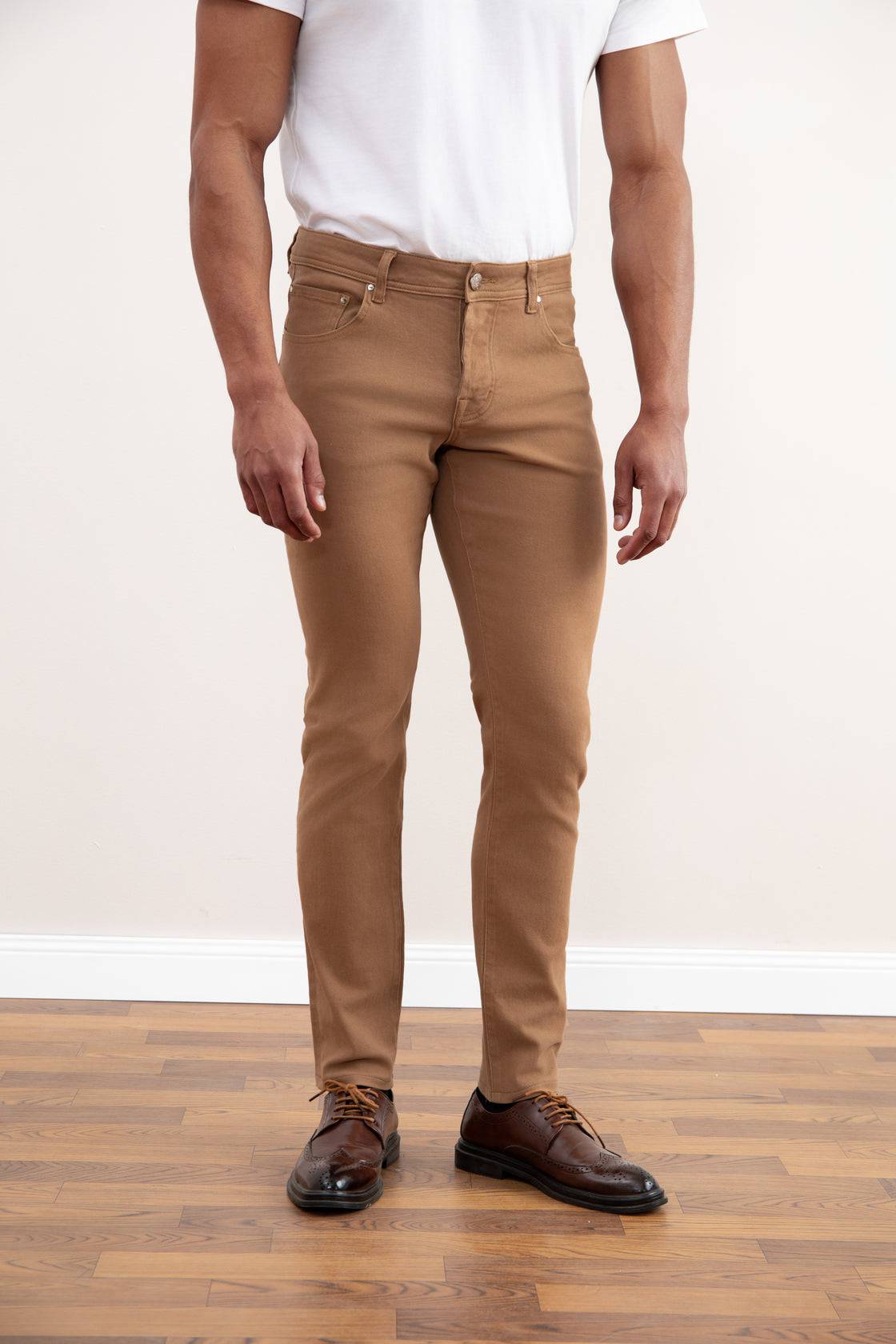 Light Taupe Stretch Five-pockets Jeans - Tour&Tate