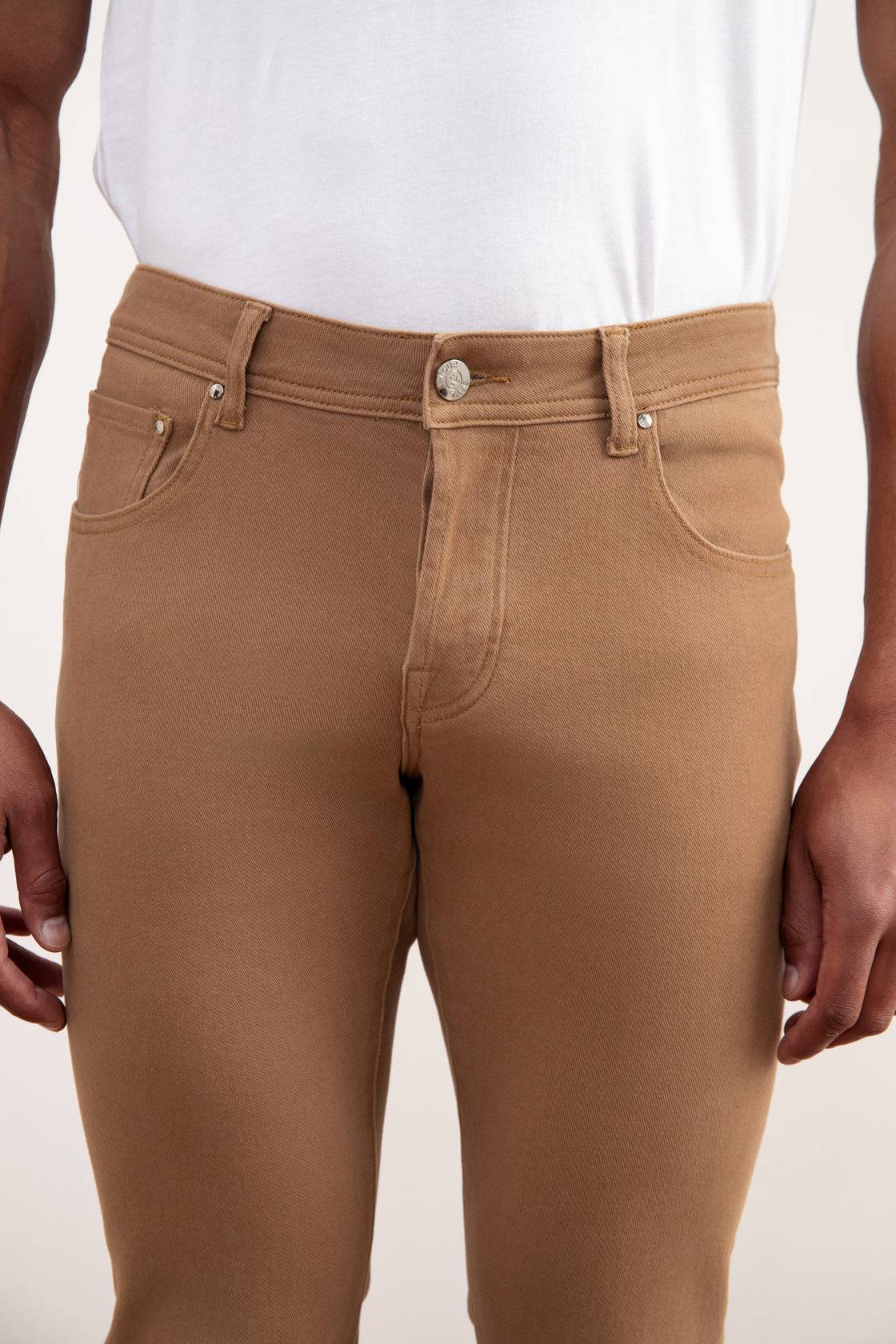 Light Taupe Stretch Five-pockets Jeans - Tour&Tate
