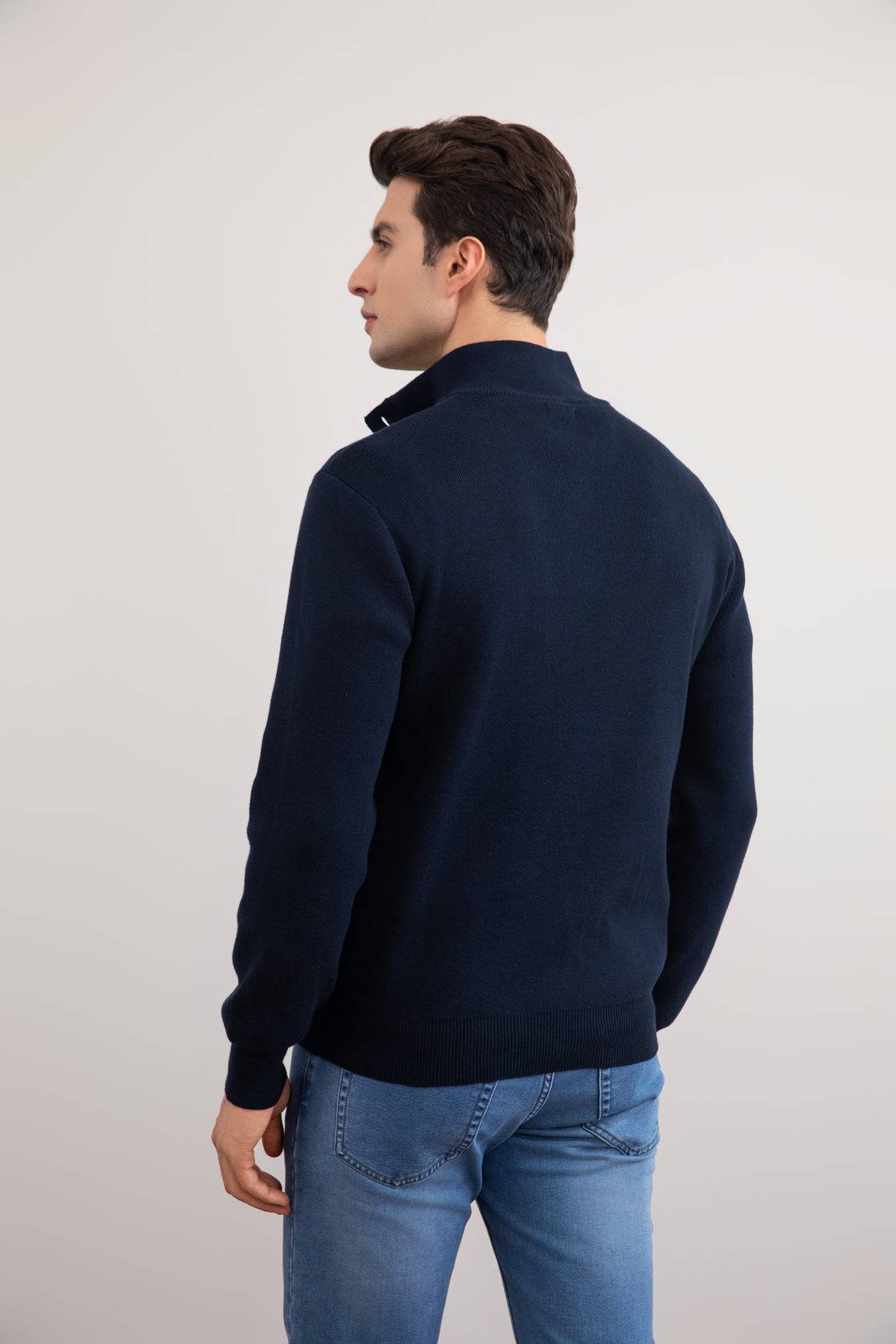 Navy Half-Zip Mock Neck Sweater - Tour&Tate