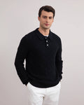 Black Honeycomb Polo Sweater - Tour&Tate