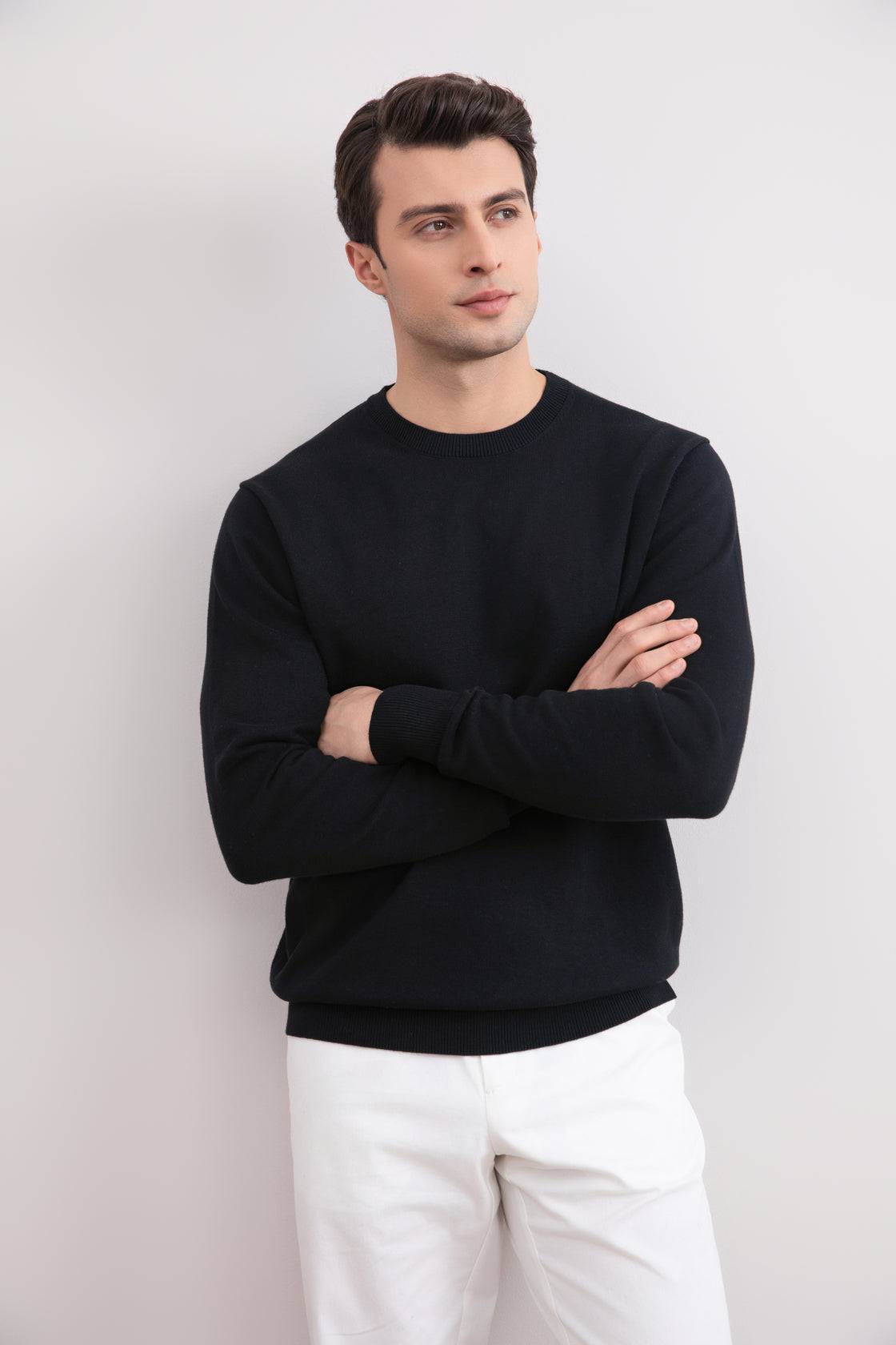 Black Crewneck Sweater - Tour&Tate