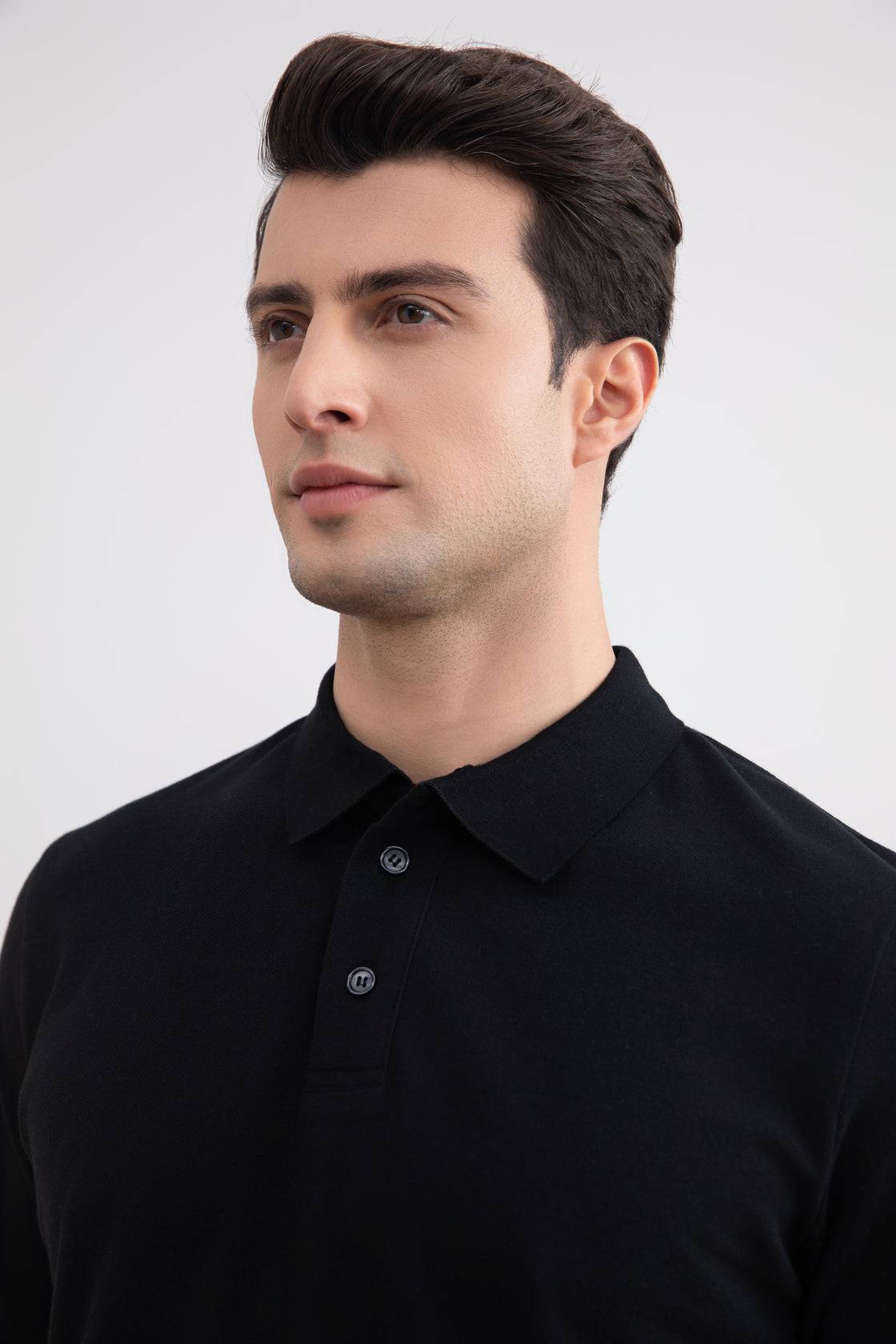 Black Cotton-Piqué Polo Shirt - Tour&Tate