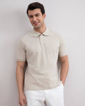 Beige Cotton-Piqué Polo Shirt - Tour&Tate
