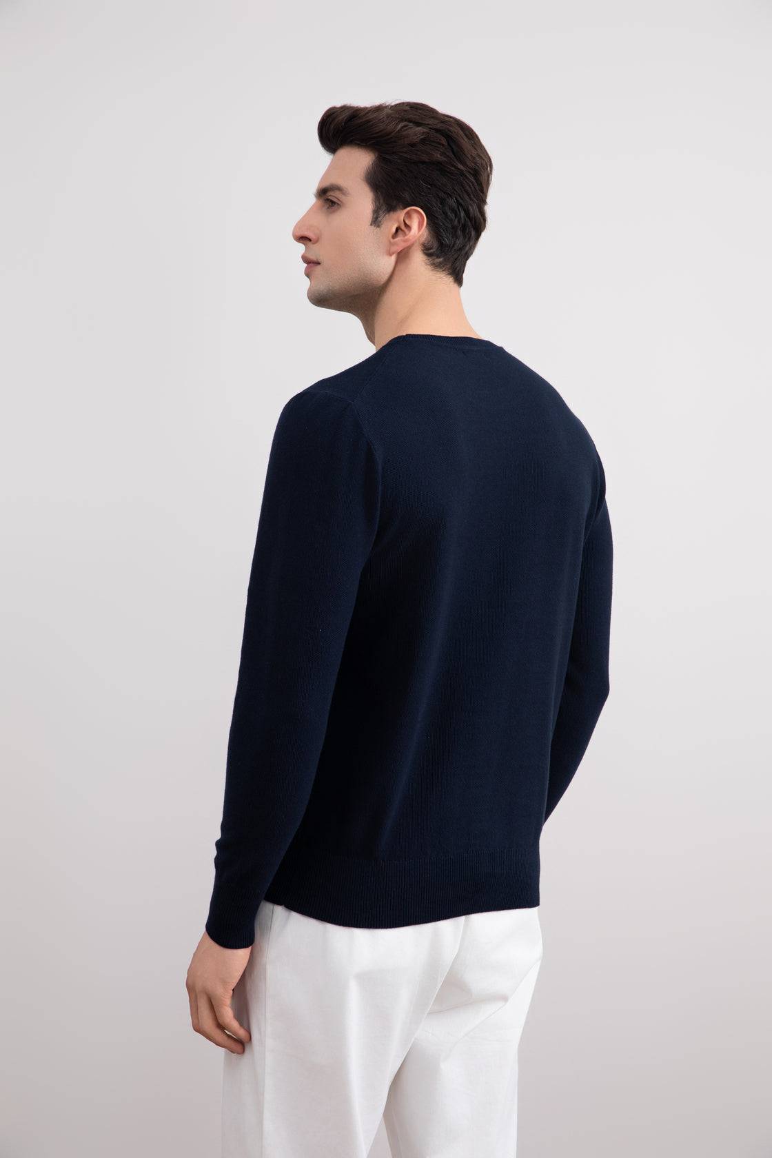 Navy 18mil Crewneck Sweater - Tour&Tate