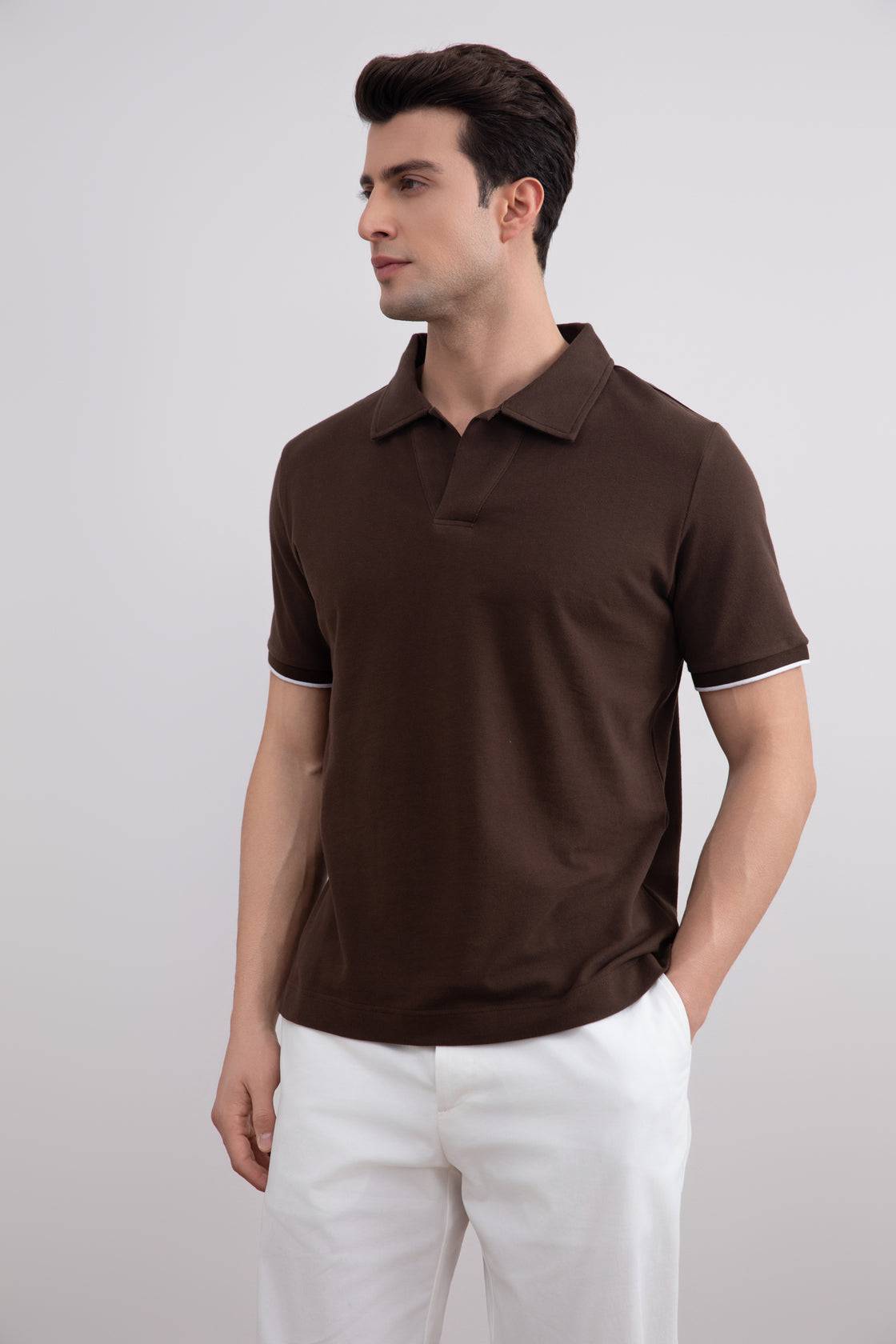 Brown Cruise Open Polo Shirt - Tour&Tate