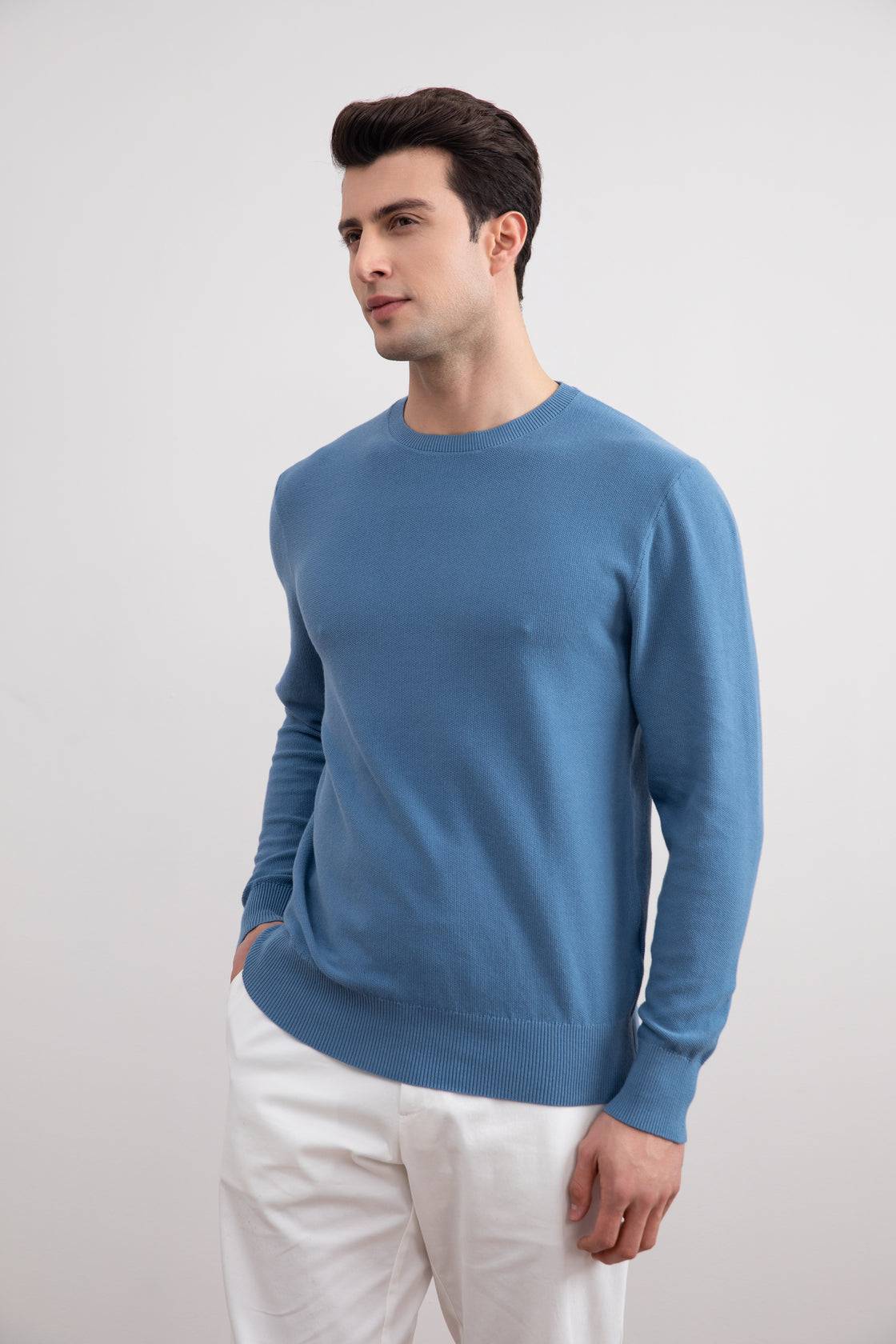 Dusty Blue 18mil Crewneck Sweater - Tour&Tate