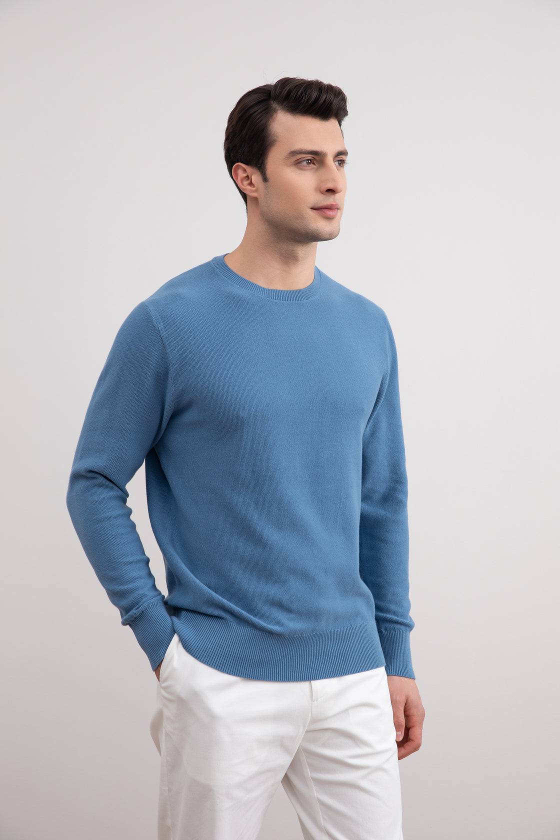 Dusty Blue 18mil Crewneck Sweater - Tour&Tate