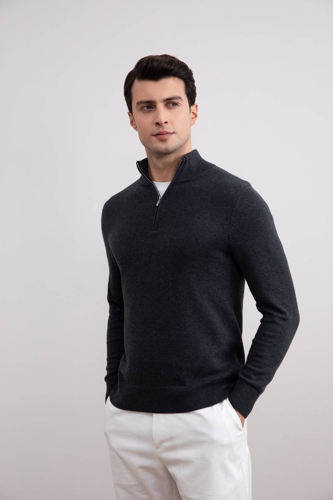 Charcoal Half-Zip Sweater - Tour&Tate