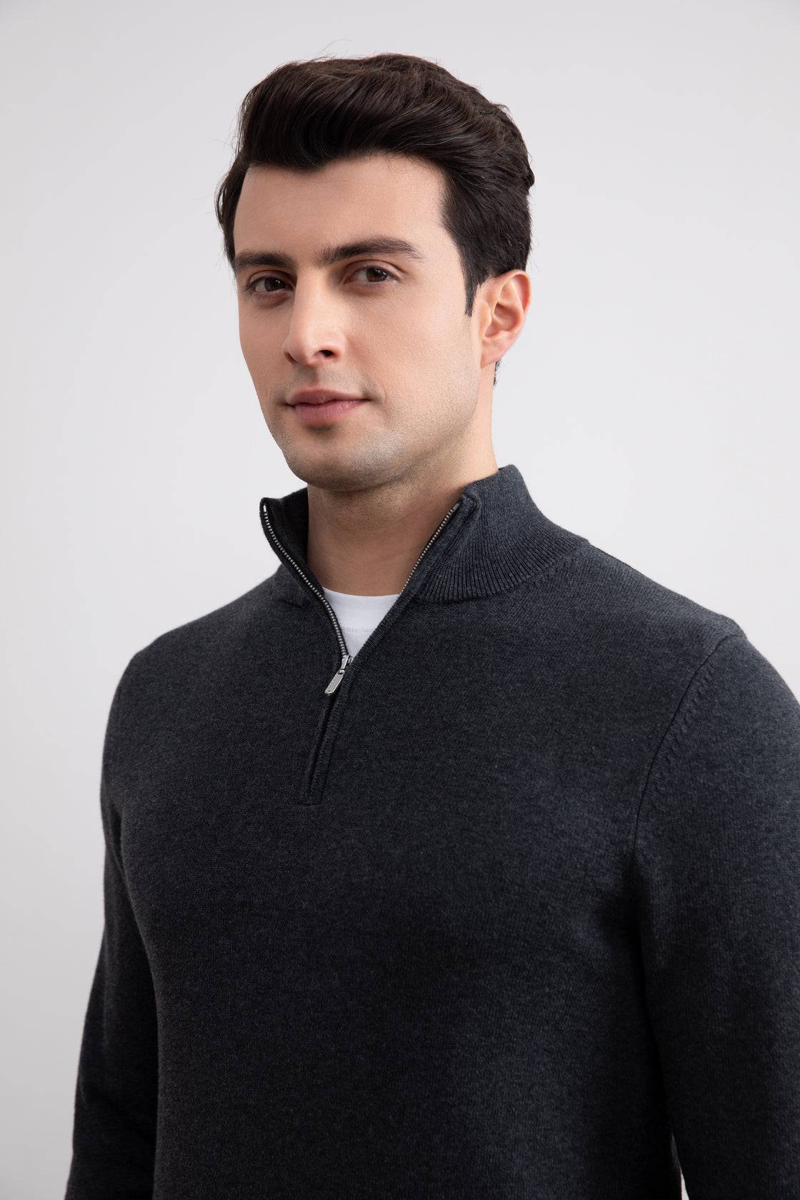 Charcoal Half-Zip Sweater - Tour&Tate