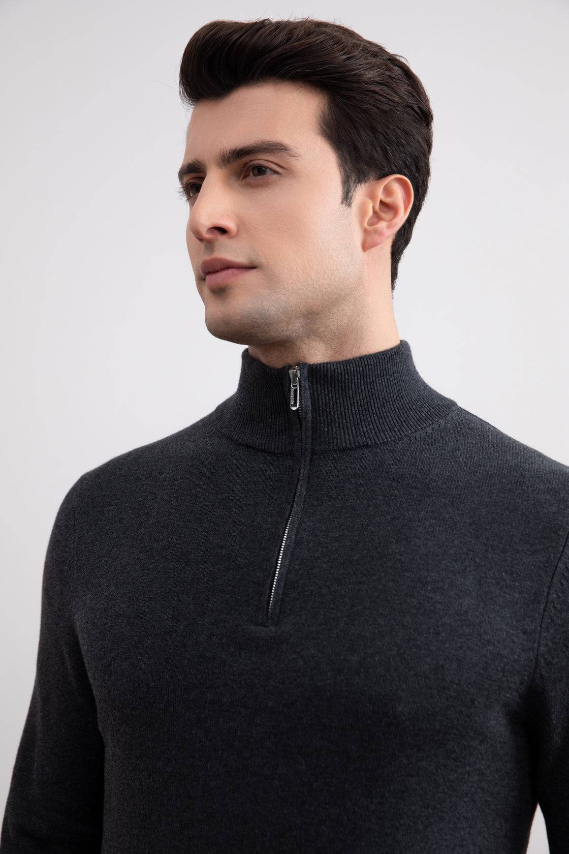 Charcoal Half-Zip Sweater - Tour&Tate