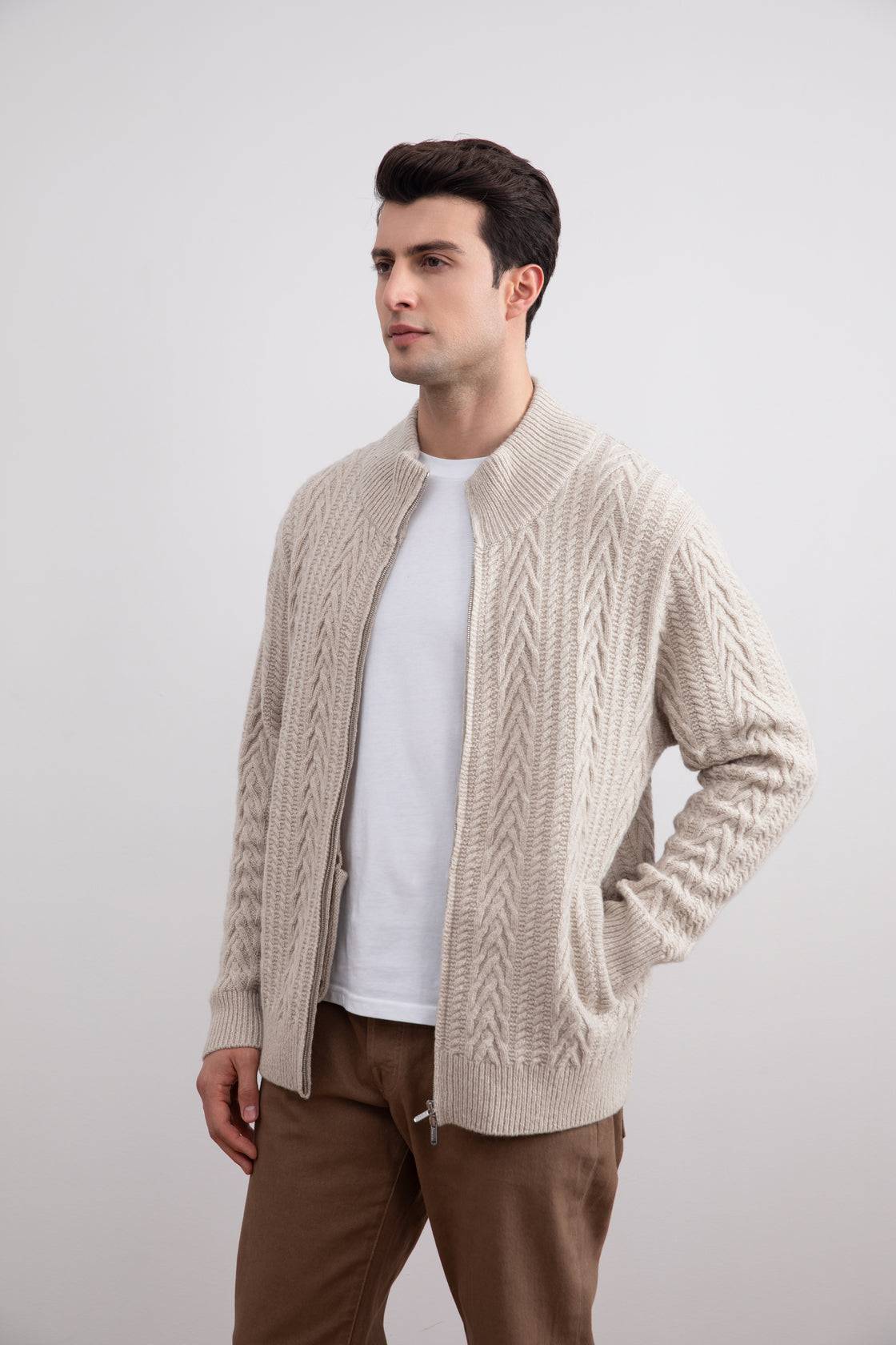 Soft Virgin Wool Cable knit cardigan - Tour&Tate