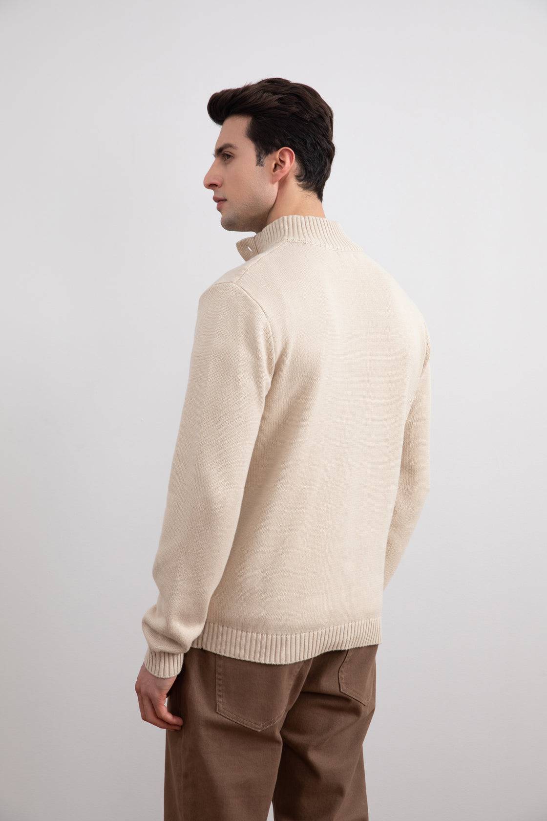 Beige Winter Button Sweater - Tour&Tate