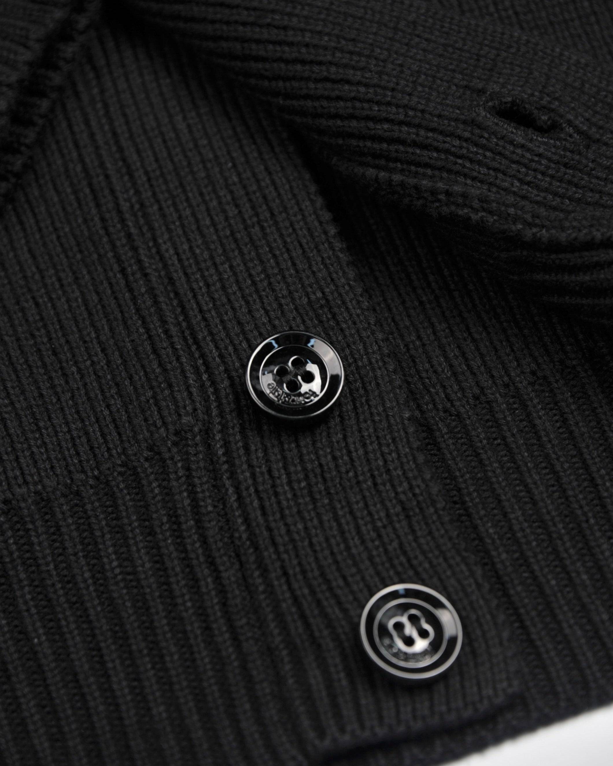 Black Ribbed Button Closure Cardigan - Tour&Tate