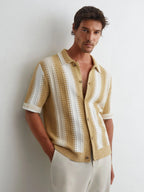 Stitch-Detail Stripe Knitted Shirt