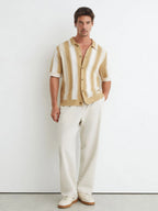 Stitch-Detail Stripe Knitted Shirt