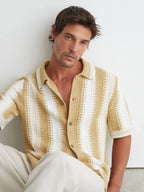 Stitch-Detail Stripe Knitted Shirt