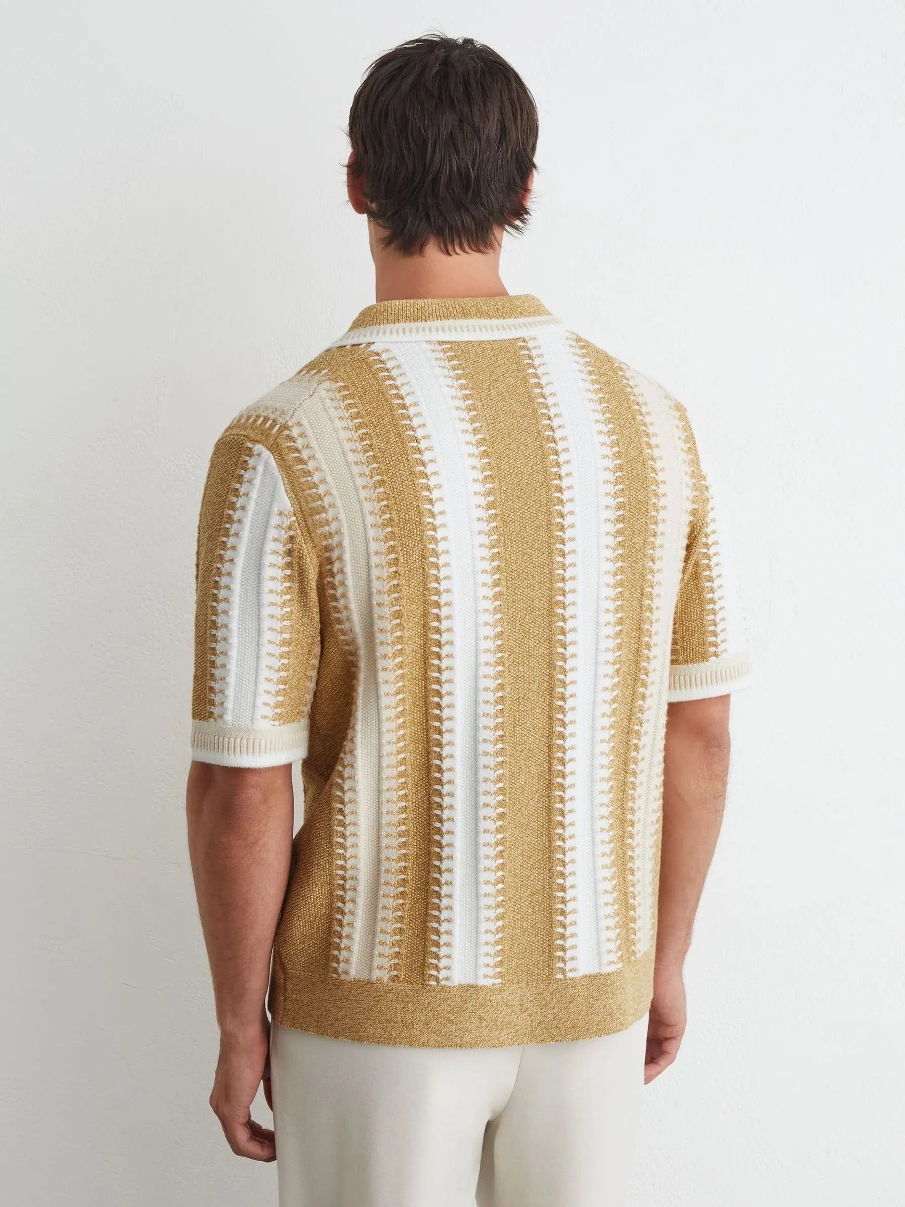 Stitch-Detail Stripe Knitted Shirt